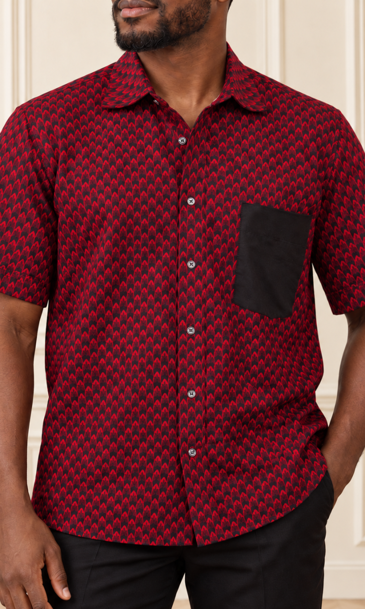 Chemise en wax pour homme bicolore