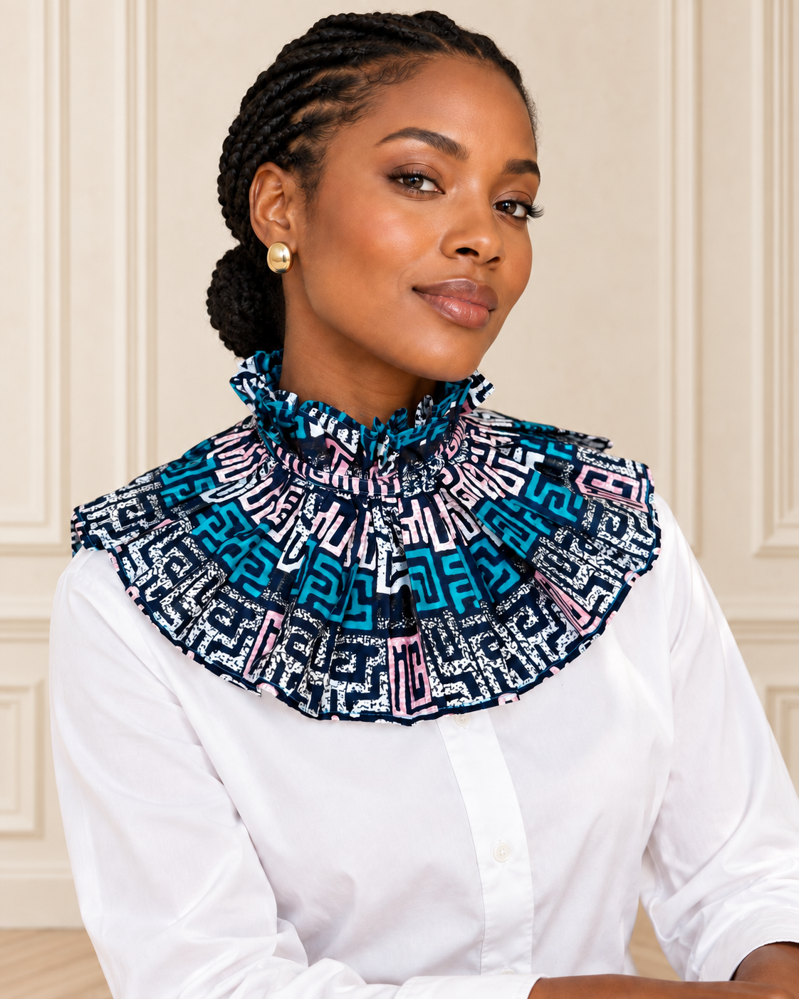 Faux-col Woodin Noir & Turquoise